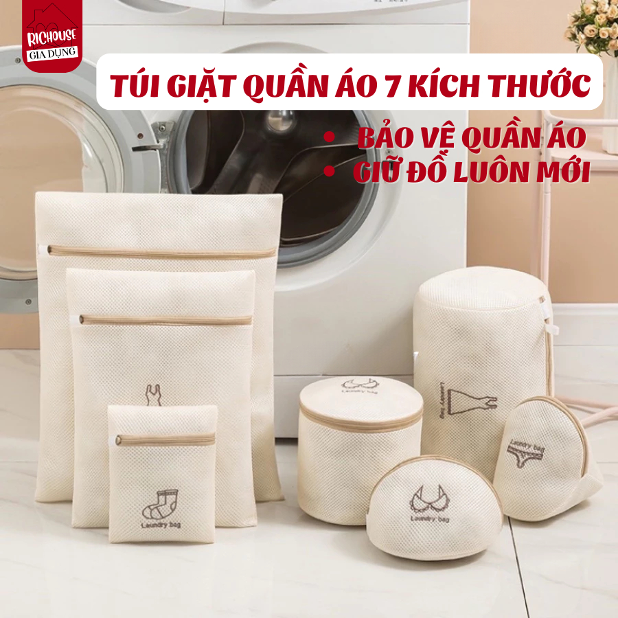 Túi giặt đồ máy giặt 3 lớp, túi lưới giặt đồ lót có khóa kéo giúp bảo vệ quần áo
