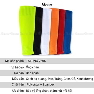 Tất ống chân đá bóng GOMTAT bảo vệ cơ, vớ ống chân chất polyester khử mùi êm chân - TIA-ONG-2506