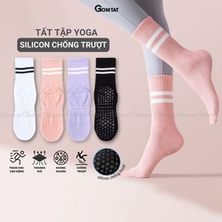 Tất chống trượt tập yoga GOMTAT, vớ thể thao có đệm nút silicon chống trượt ngã - TIA-YOGA-2507