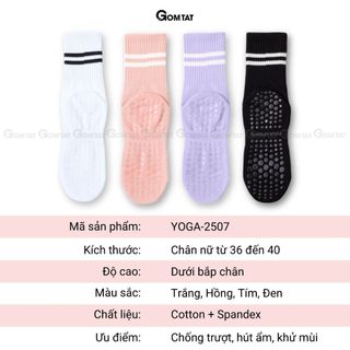 Tất chống trượt tập yoga GOMTAT, vớ thể thao có đệm nút silicon chống trượt ngã - TIA-YOGA-2507