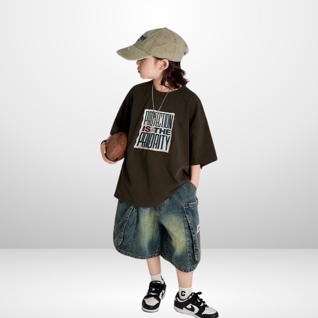Áo Thun Ngắn Tay Mùa Hè Cho Bé Trai, Bé Gái In Hình Năng Động, Cổ Tròn B577 | JJ Kids Fashion