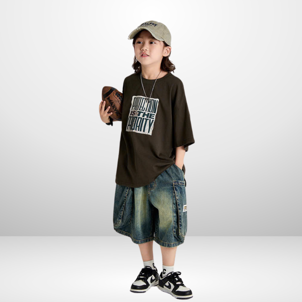Áo Thun Ngắn Tay Mùa Hè Cho Bé Trai, Bé Gái In Hình Năng Động, Cổ Tròn B577 | JJ Kids Fashion