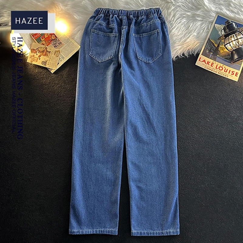 Quần Jean Nữ Cạp Cao Ống Suông – Co Giãn Nhẹ HAZEE , Quần Jean Ống Rộng Nữ bigsize Dễ mặc