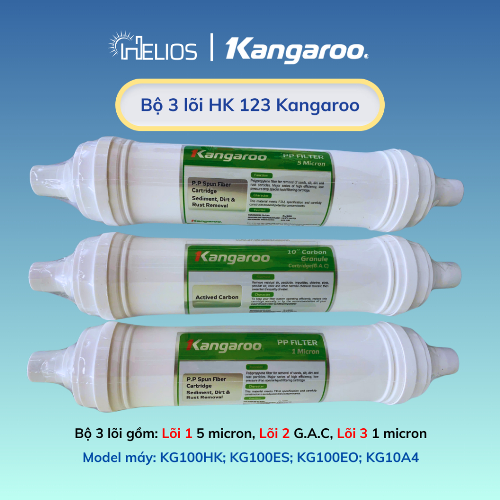Ảnh Bộ lõi lọc nước 123 Kangaroo đúc liền (Lõi HK)  dùng cho KG10A4VTU; KG100HK; KG100ES; KG100HI; KG10A4 1