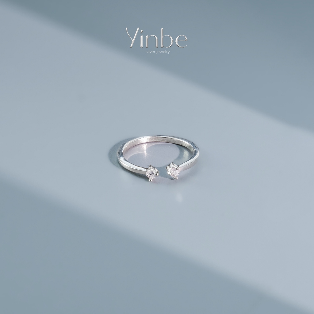 Nhẫn Bạc Nữ Nhẫn Bạc Nữ Đính Đá Hai Đầu Freesize Yinbe Silver Bạc s99 Cao Cấp Có Thể Đeo Ngón Út YR016