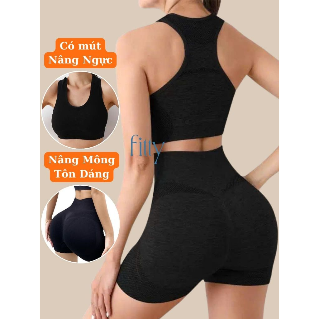 Bộ Đồ Tập Gym Yoga Nữ FITTY FITNESS, Set Đồ Tập Thể Thao Nữ Thoáng Khí, Có Mút Nâng Ngực, Nâng Mông S10