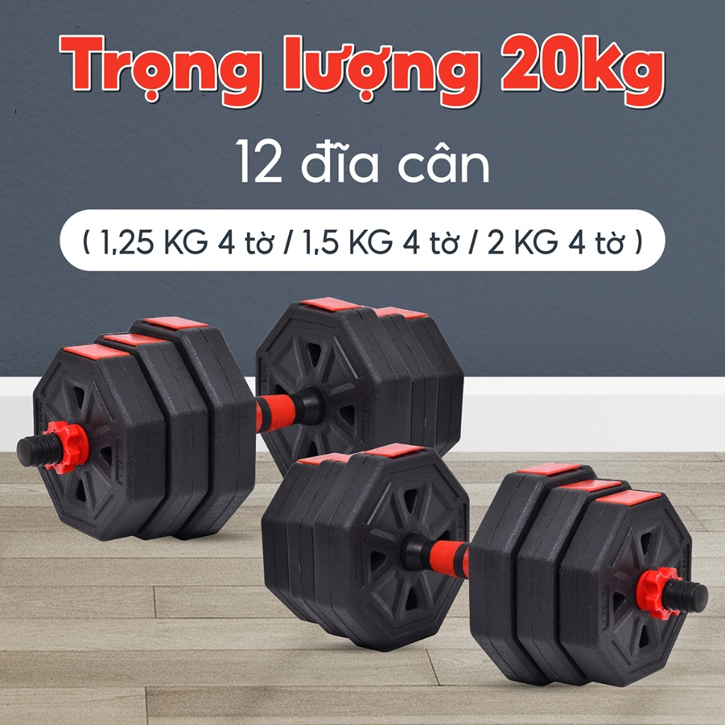 Ảnh BG-Bộ tạ đa năng  Q308_20KG cao cấp,đa năng thiết kế miếng  tạ hình BÁT GIÁC 2