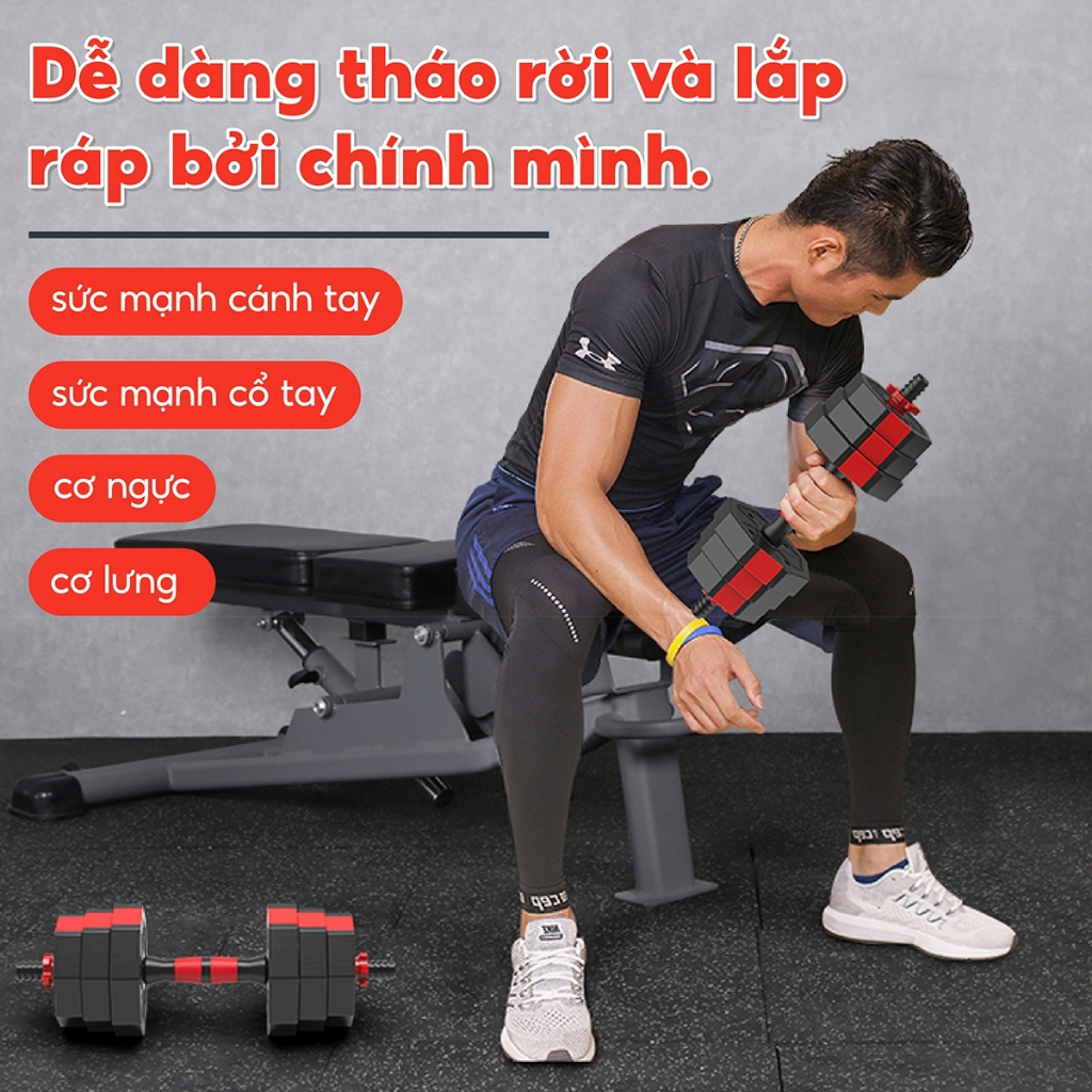 Ảnh BG-Bộ tạ đa năng  Q308_20KG cao cấp,đa năng thiết kế miếng  tạ hình BÁT GIÁC 4