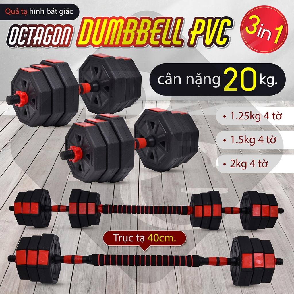 Ảnh BG-Bộ tạ đa năng  Q308_20KG cao cấp,đa năng thiết kế miếng  tạ hình BÁT GIÁC 1