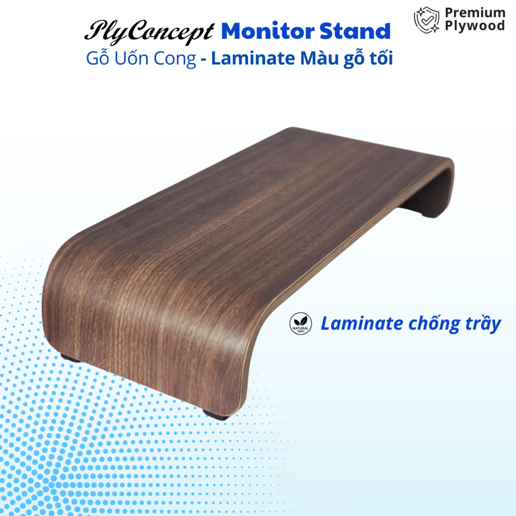 Ảnh Kệ màn hình máy tính, Bàn Laptop Gỗ uốn cong - Plyconcept Monitor Stand - Laminate chống trầy 3