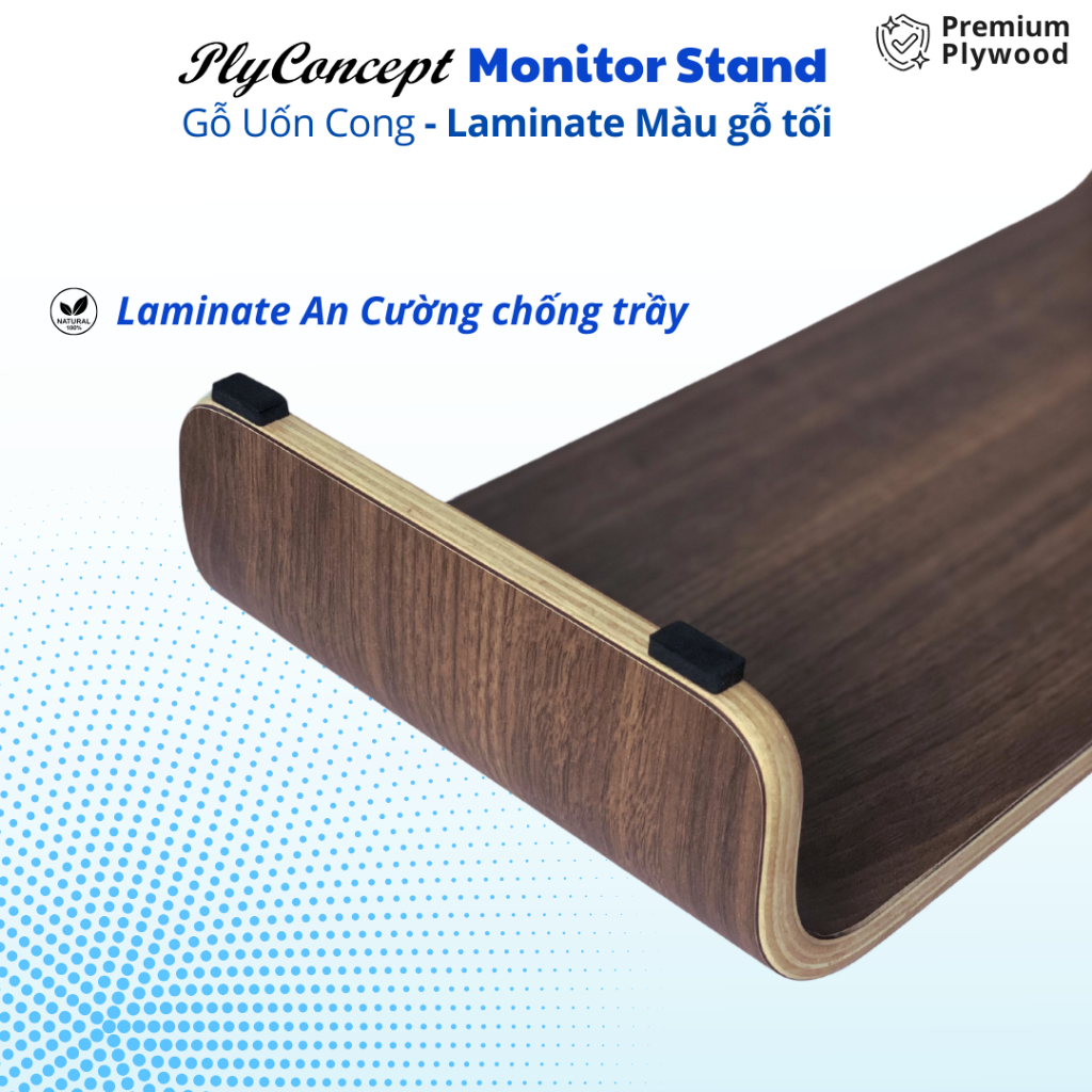 Ảnh Kệ màn hình máy tính, Bàn Laptop Gỗ uốn cong - Plyconcept Monitor Stand - Laminate chống trầy 4
