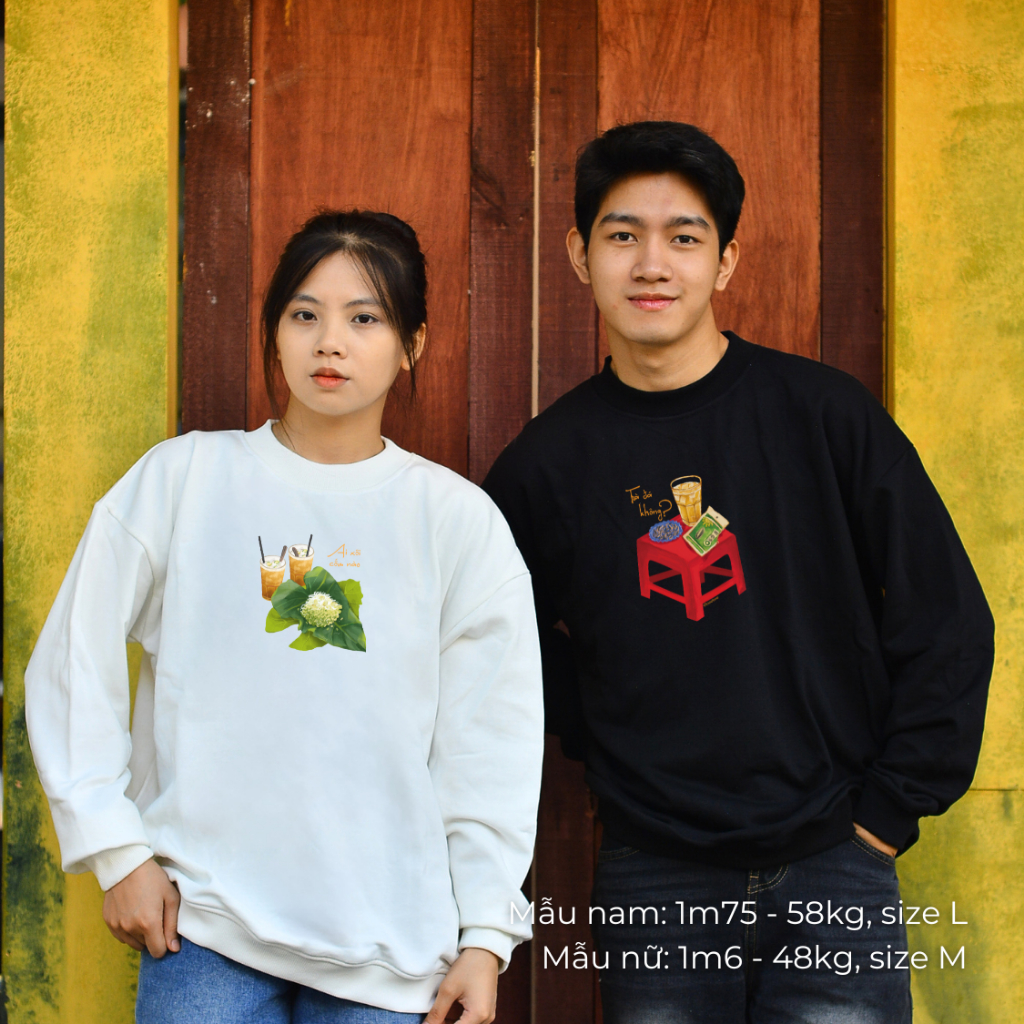 Áo dài tay Sweater nỉ chân cua (Nỉ Da Cá) thương hiệu Goodore mẫu Trà Đá dáng Oversize năng động mùa thu đông