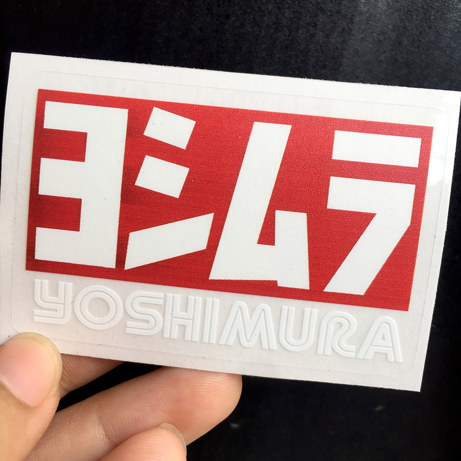 Tem in UV, YOSHIMUARA trắng đỏ nền trong suốt. Decal chống nước, không bay màu. Sticker cao cấp