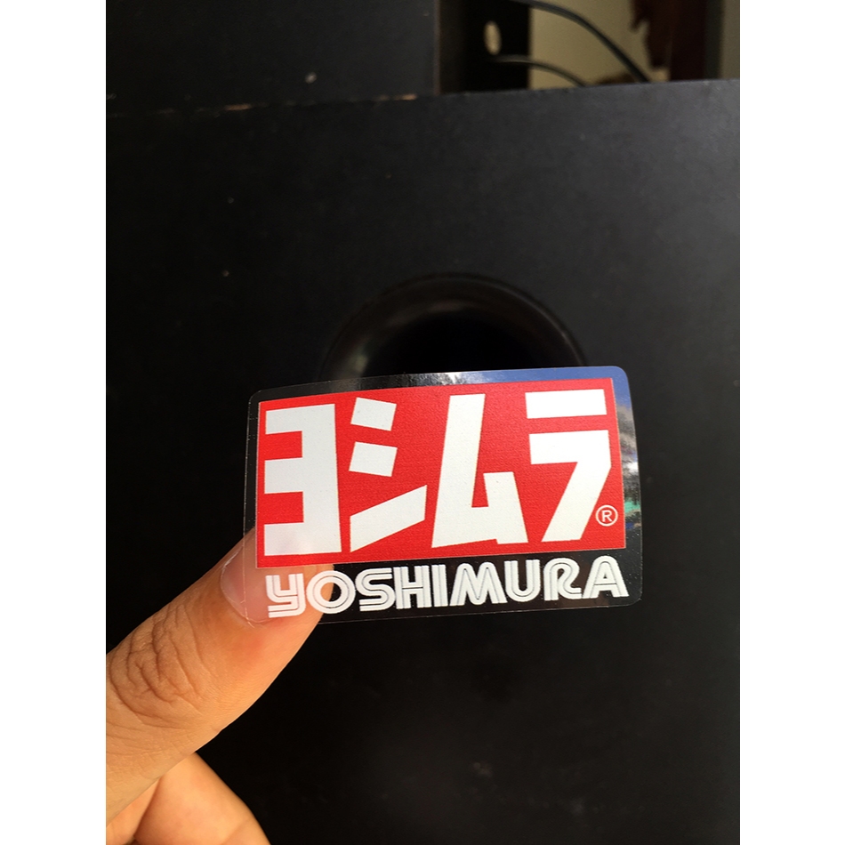Tem in UV, YOSHIMUARA trắng đỏ nền trong suốt. Decal chống nước, không bay màu. Sticker cao cấp