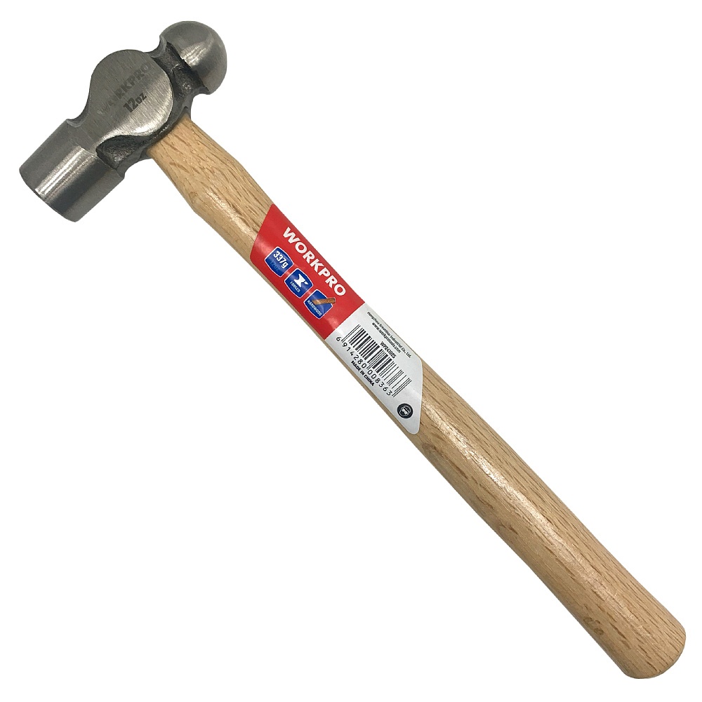 Búa 2 đầu WORKPRO 1 đầu bằng và 1 đầu bi 225g (8oz) 337g(12Oz) cán gỗ WP241024 WP241025 - Hàng chuẩn chính hãng