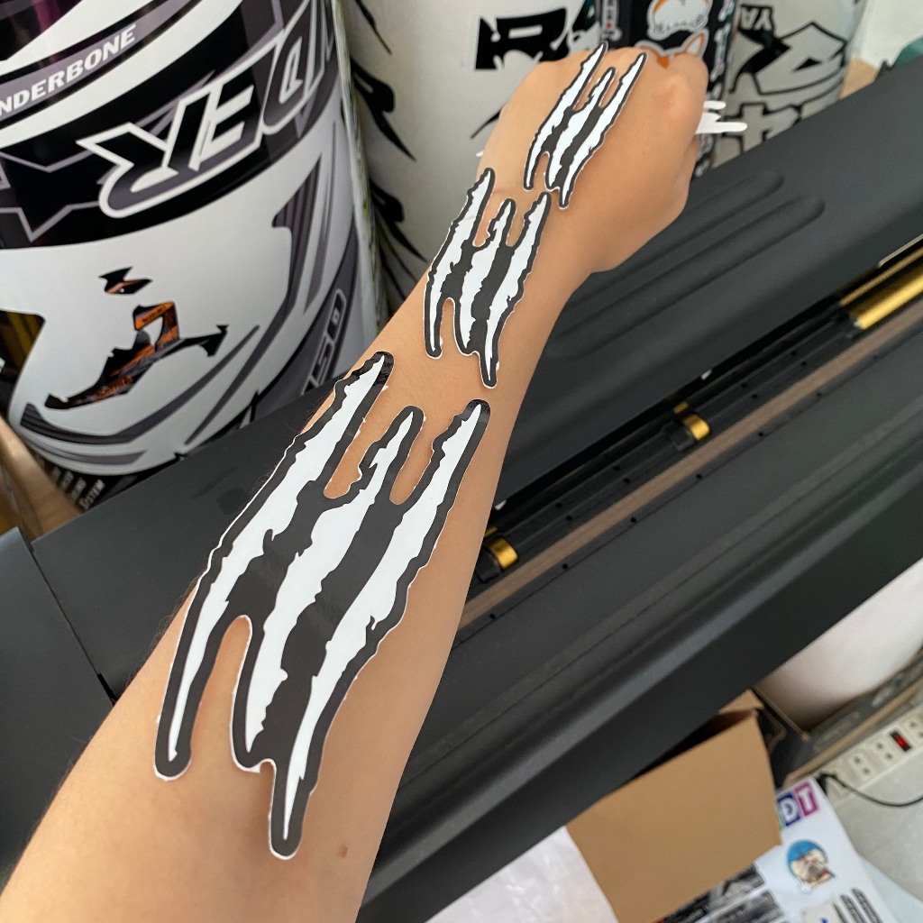 [ Combo 2 Hình ] Vết cào xước MÀU TRẮNG, hình dán trang trí xe máy, xe ôtô, nón, điện thoại... Decal chống nước