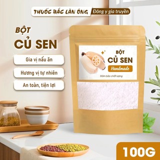 Bột củ sen 100g, nguyên chất, thơm mịn, bột ngũ cốc nhà làm, thơm ngon - Lãn Ông