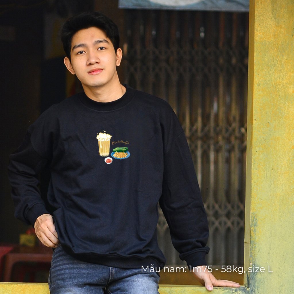 Áo dài tay Sweater nỉ chân cua (Nỉ Da Cá) thương hiệu Goodore mẫu Bia Hơi dáng Oversize năng động mùa thu đông