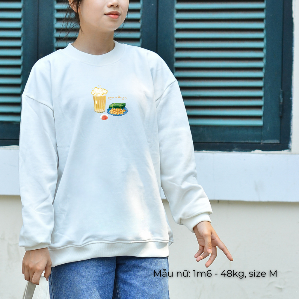 Áo dài tay Sweater nỉ chân cua (Nỉ Da Cá) thương hiệu Goodore mẫu Bia Hơi dáng Oversize năng động mùa thu đông