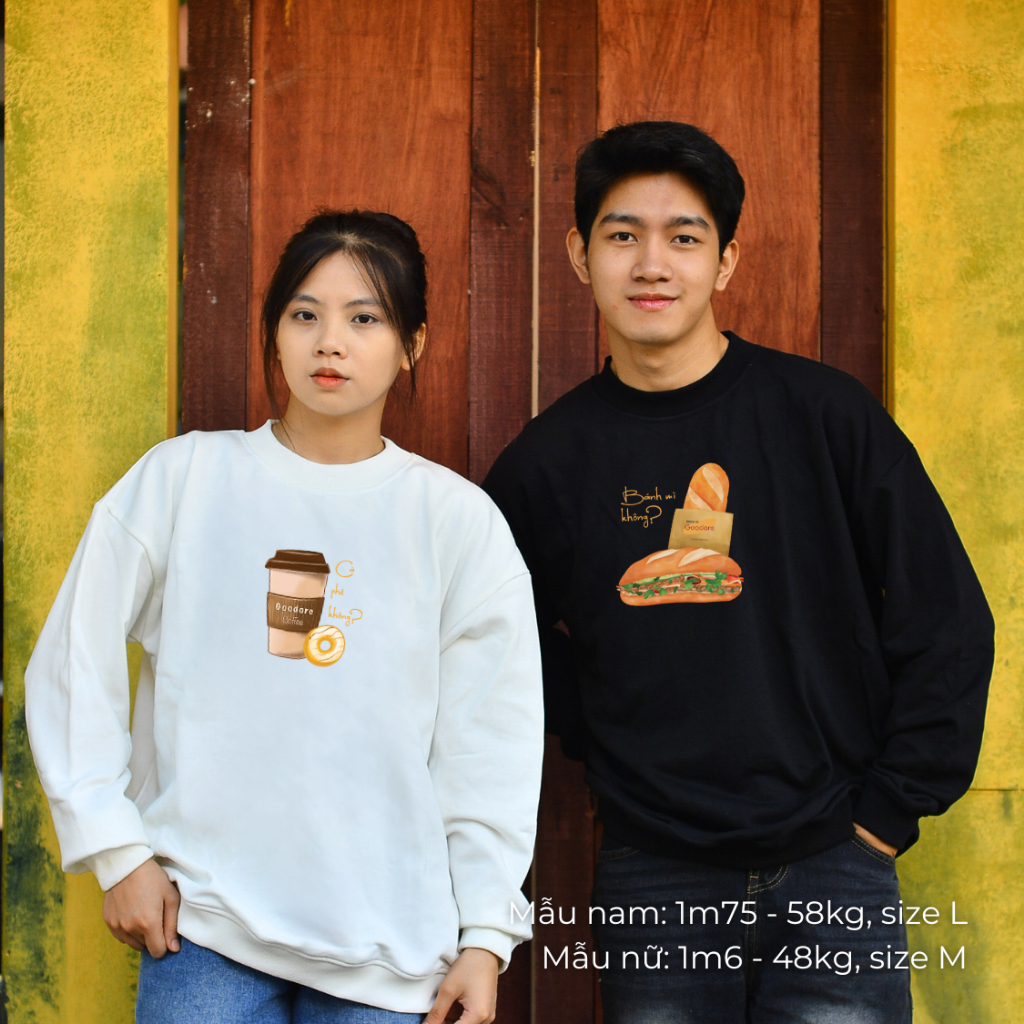 Áo dài tay Sweater nỉ chân cua (Nỉ Da Cá) thương hiệu Goodore mẫu Bánh mỳ dáng Oversize năng động mùa thu đông