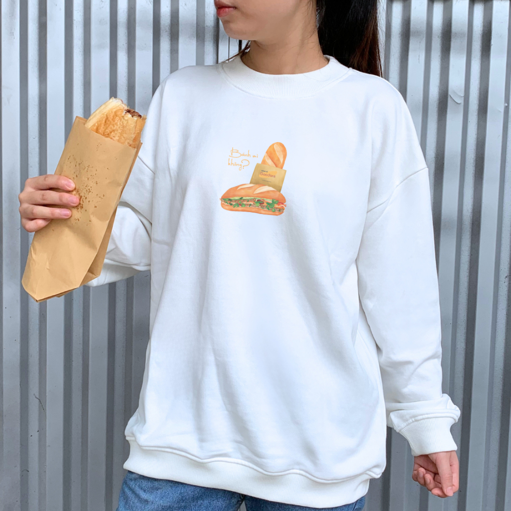 Áo dài tay Sweater nỉ chân cua (Nỉ Da Cá) thương hiệu Goodore mẫu Bánh mỳ dáng Oversize năng động mùa thu đông