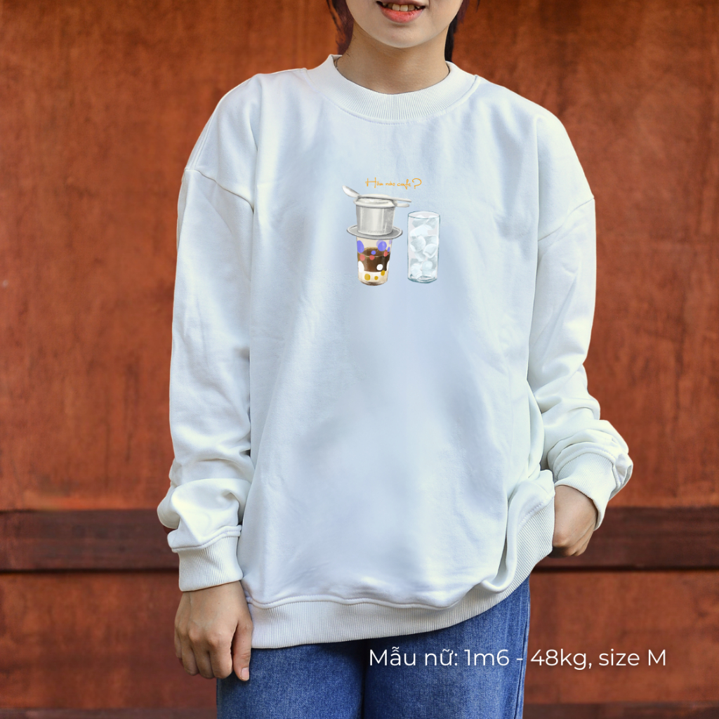 Áo dài tay Sweater nỉ chân cua (Nỉ Da Cá) thương hiệu Goodore mẫu Cà phê Phin dáng Oversize năng động mùa thu đông