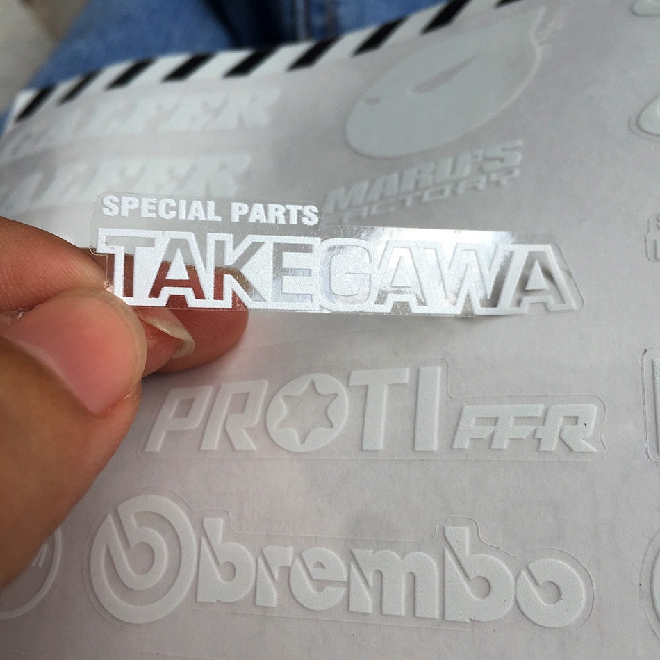 Bộ logo Maru's CHỮ TRẮNG nền TRONG SUỐT hình dán trang trí. Decal xuyên thấu cao cấp, chống nước, không bay màu