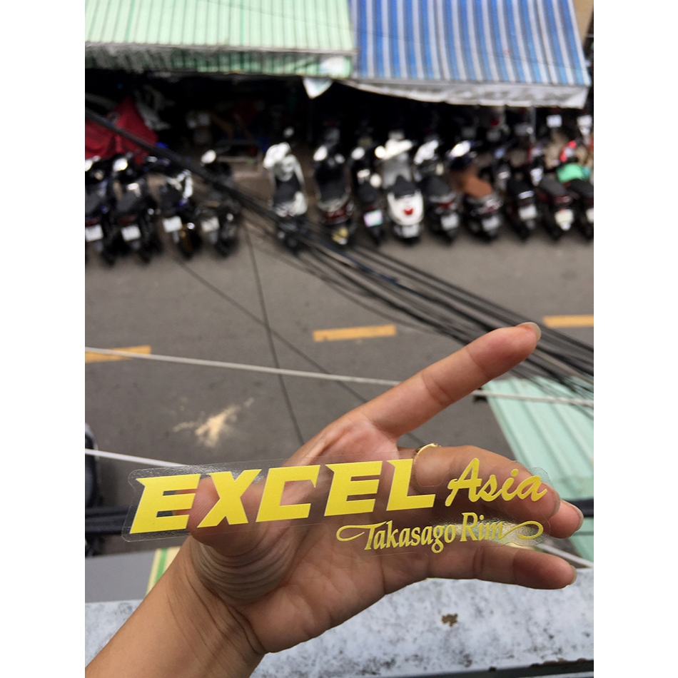 Tem in UV, EXCEL Asia nền trong suốt. Decal chống nước, không bay màu. Sticker cao cấp