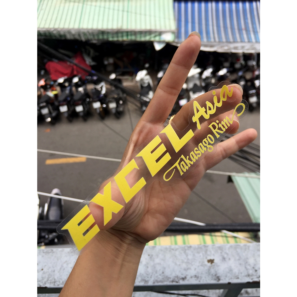 Tem in UV, EXCEL Asia nền trong suốt. Decal chống nước, không bay màu. Sticker cao cấp