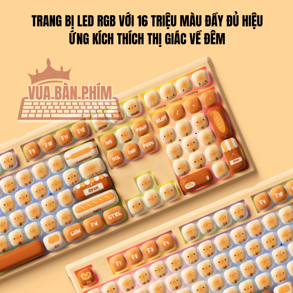 Bàn phím cơ không dây Akko 5108 / mg108b keycap Mantou Paradise / Pig Party layout 108 phím , led rgb , hotswap | BigBuy360 - bigbuy360.vn