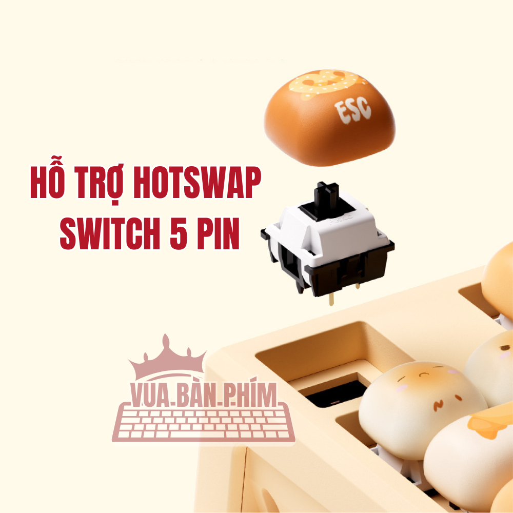 Bàn phím cơ không dây Akko 5108 / mg108b keycap Mantou Paradise / Pig Party layout 108 phím , led rgb , hotswap | BigBuy360 - bigbuy360.vn