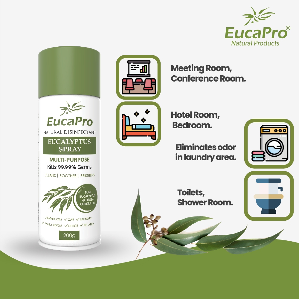 Xịt Khử Khuẩn hiệu EucaPro Natural Products Chiết Xuất Khuynh Diệp 200g
