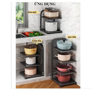 Kệ Để Nồi Chảo Vung Thớt Có Thể Điều Chỉnh Để Gầm Bếp, Bệ Bếp Gọn Gàng, Kệ Bếp Đa Năng.