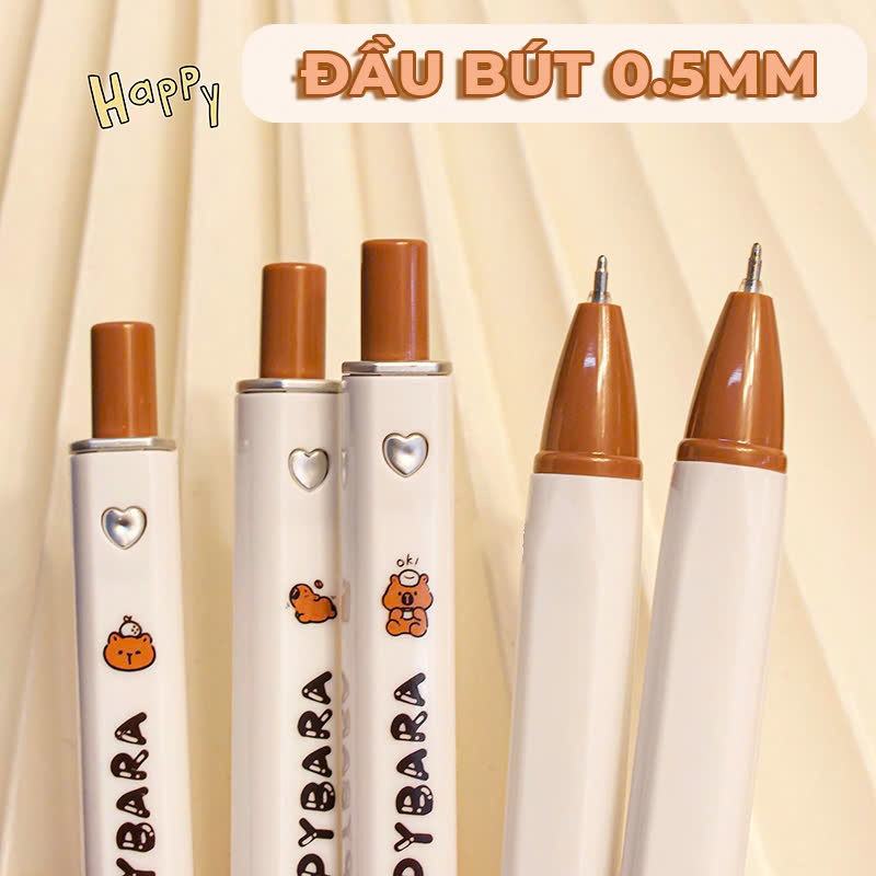 Set 6 và 12 Bút Bi Gel Bấm Ngòi 0.5mm Hoạt Hình Dễ Thương Cute Viết Mượt Mà Phù Hợp Cho Học Sinh