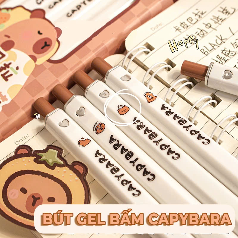 Set 6 và 12 Bút Bi Gel Bấm Ngòi 0.5mm Hoạt Hình Dễ Thương Cute Viết Mượt Mà Phù Hợp Cho Học Sinh