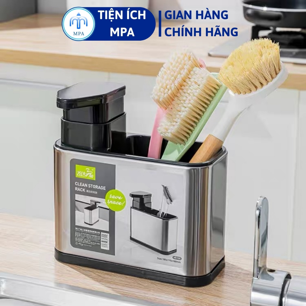 Kệ đựng nước rửa chén, cài miếng rửa chén và bàn chải bằng inox 304 ...
