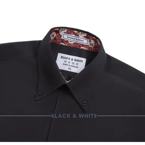 SơMi Đen Mix Đỏ, Cổ Butondown, Black & White