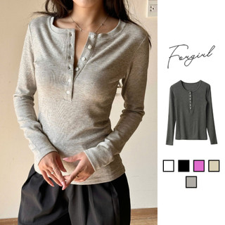 Áo thun dài tay Forgirl áo thun cúc xẻ chất thun mịn co giãn ôm body T091
