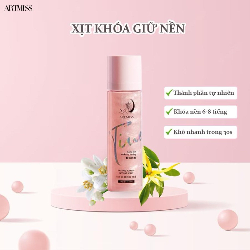 Xịt Khóa Nền ARTMISS 110ml – Giữ Makeup Lâu, Lớp Sương Mịn – 2 Loại: Trong Suốt / Ánh Nhũ
