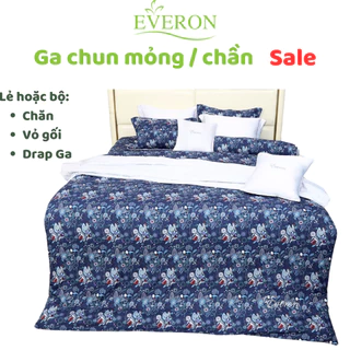 Drap ga chun mỏng, chần Everon màu hoa xanh epm 20063 vải modal