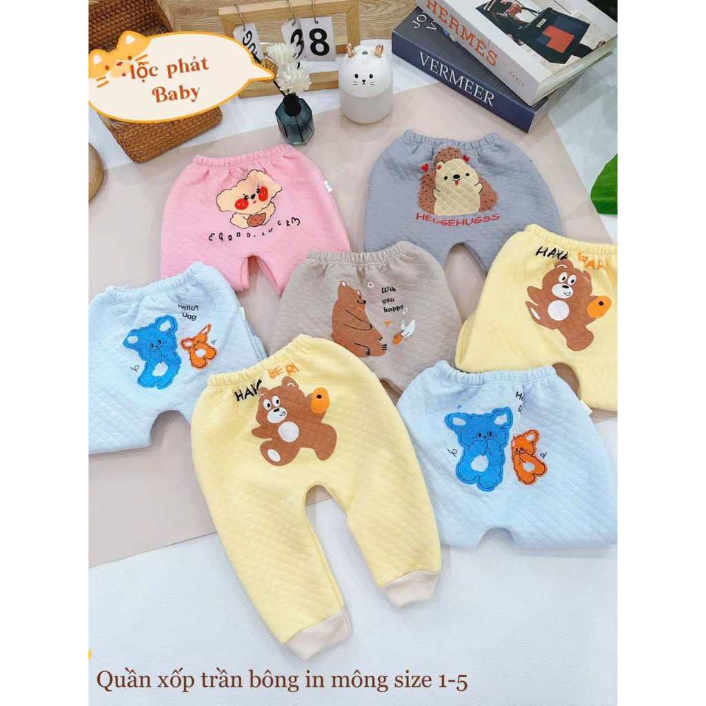 Combo 5 quần nỉ xốp trần bông siêu đẹp ấm áp cho bé trai và bé gái từ 3-13kg