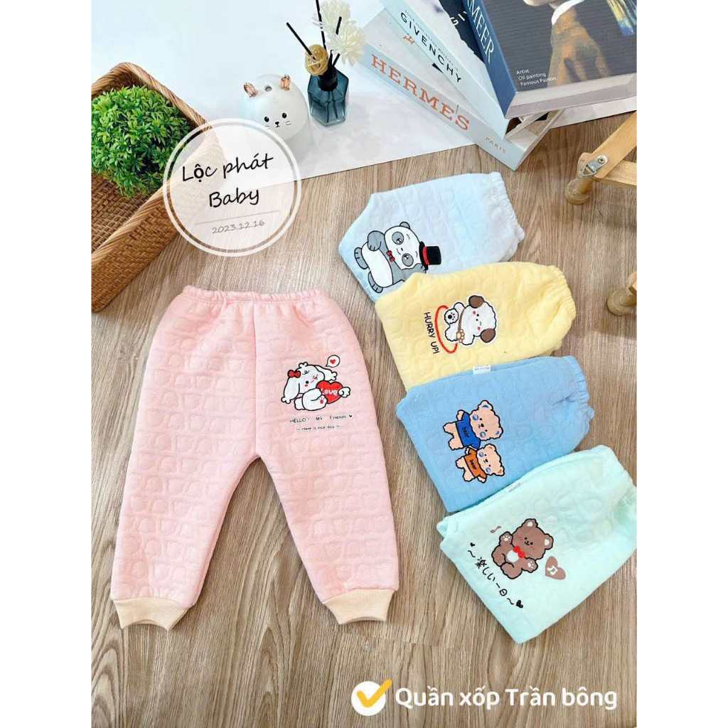Combo 5 quần nỉ xốp trần bông siêu đẹp ấm áp cho bé trai và bé gái từ 3-13kg