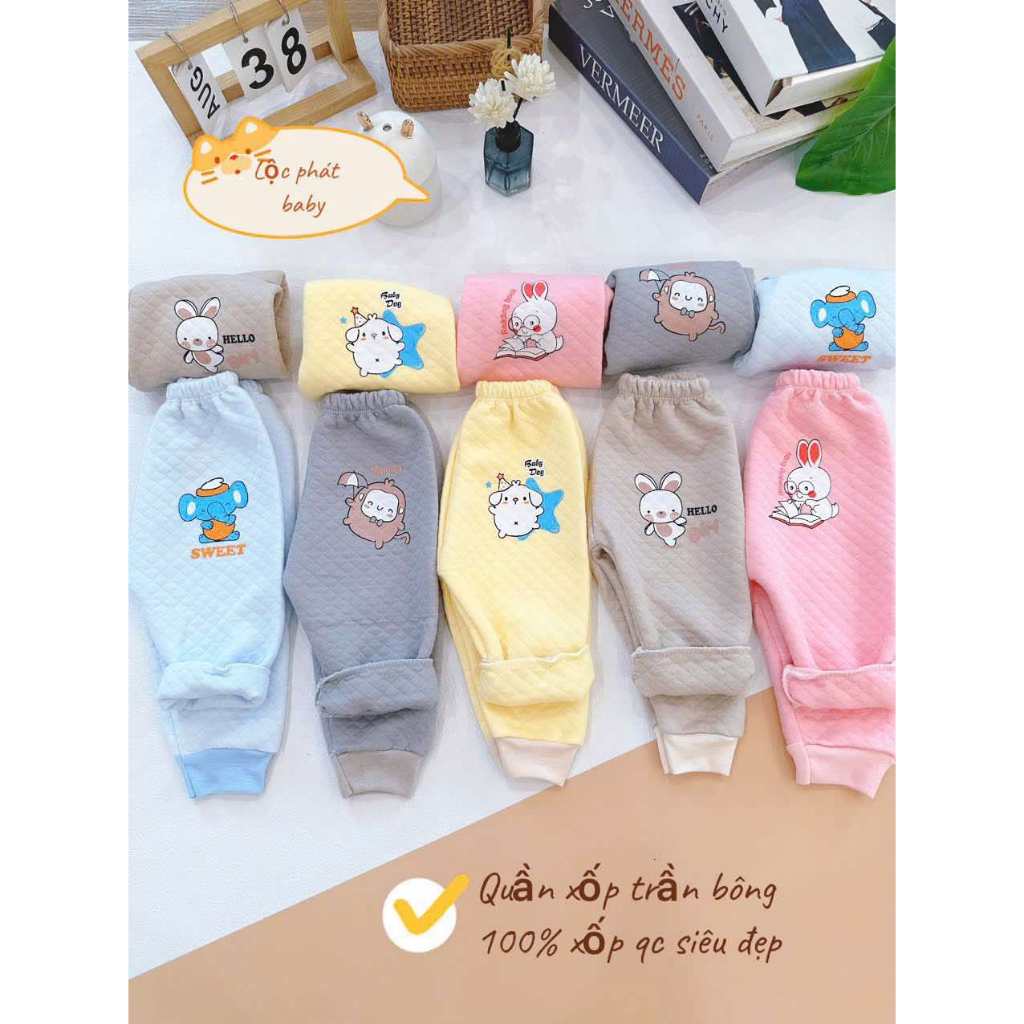 Combo 5 quần nỉ xốp trần bông siêu đẹp ấm áp cho bé trai và bé gái từ 3-13kg