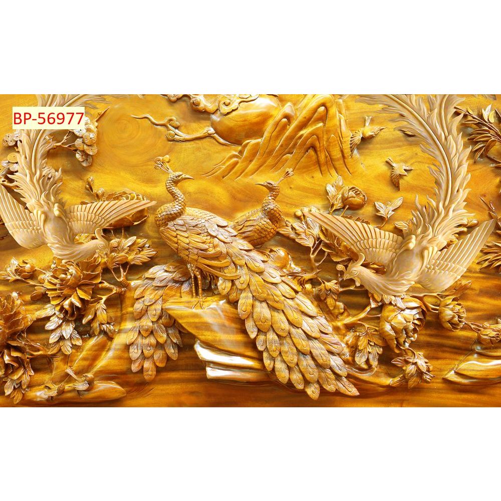 Tranh 3D giả trạm trổ điêu khắc gỗ. Tranh lụa kèm keo dán và dụng cụ dán