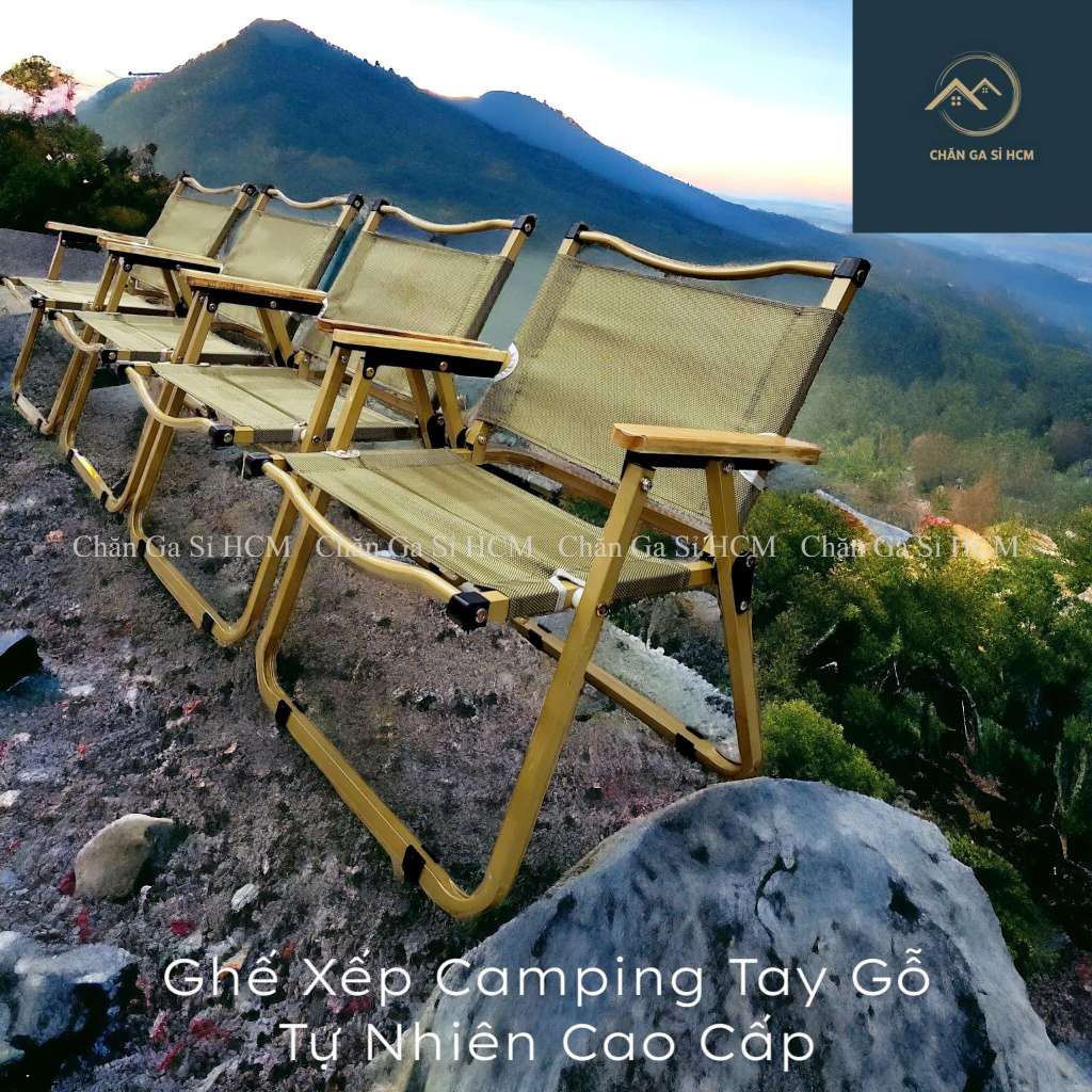 🌄MẪU MỚI🌄 Ghế Xếp Camping, Cà Phê, Du Lịch Xếp Gọn Tay Ghế Phối Gỗ Tự Nhiên, Bền Chắc _ Chính Hãng | BigBuy360 - bigbuy360.vn