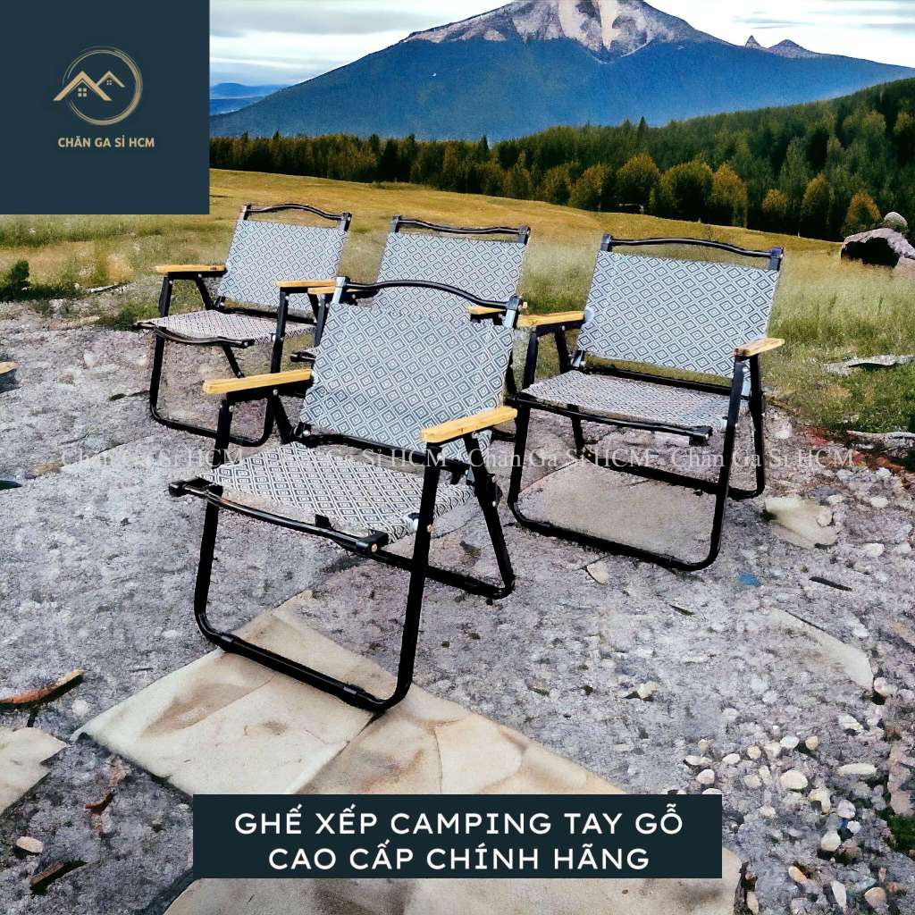 🌄MẪU MỚI🌄 Ghế Xếp Camping, Cà Phê, Du Lịch Xếp Gọn Tay Ghế Phối Gỗ Tự Nhiên, Bền Chắc _ Chính Hãng | BigBuy360 - bigbuy360.vn