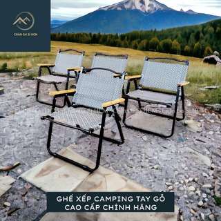 🌄MẪU MỚI🌄 Ghế Xếp Camping, Cà Phê, Du Lịch Xếp Gọn Tay Ghế Phối Gỗ Tự Nhiên, Bền Chắc _ Chính Hãng