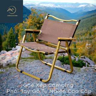 🌄SIÊU ĐẸP🌄 Ghế Camping, Cà Phê Xếp Gọn Tay Phối Gỗ Tự Nhiên 100% Chính Hãng, Sơn Tĩnh Điện Bền Chắc