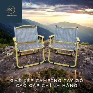 🌄MẪU MỚI🌄 Ghế Xếp Camping, Cà Phê, Du Lịch Xếp Gọn Tay Ghế Phối Gỗ Tự Nhiên, Bền Chắc _ Chính Hãng