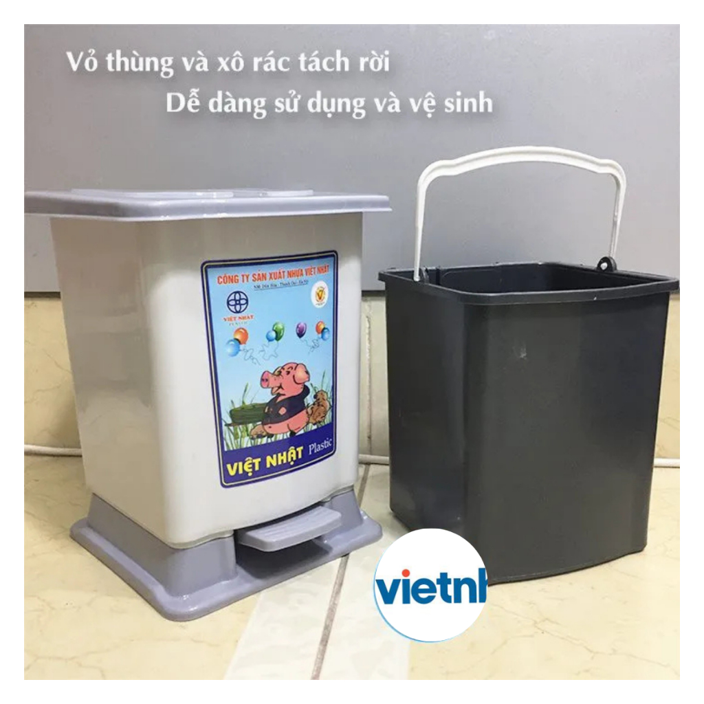 Thùng đựng rác có nắp 3 size chính hãng VIỆT NHẬT